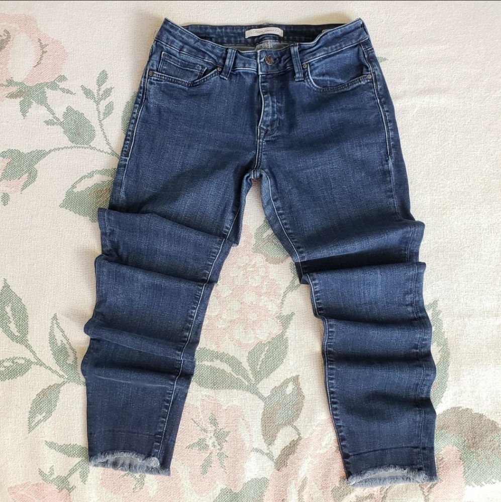 MAVI JEANS CO. Dark Wash Adriana Ankle Mid-Rise Super Skinny Raw Hem Jeans 28